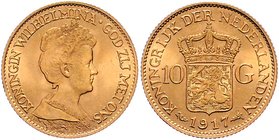 Niederlande Diverse
Wilhelmina 1890 - 1948 10 Gulden 1917 6,75g. KM 149 stgl