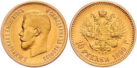 Rußland Nikolaus II. 1894 - 1917
 10 Rubel 1899 8,61g. KM 64 ss/vz