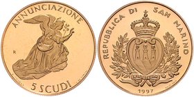 San Marino Republik
 5 Scudi 1997 Annunuziazione . 16,95g. KM 375 PP