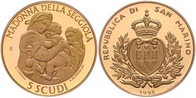 San Marino Republik
 5 Scudi 1998 Madonna della Seggiola . 16,95g. KM 412 PP