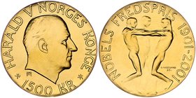 Norwegen Harald V. 1991 - heute
 1500 Kronen 2001 100 Jahre Nobelpreis. 17,00g PP