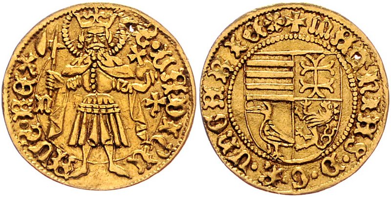 Ungarn Matthias I. Corvinus 1458-1490
 Goldgulden ohne Jahr Hermanstadt. 3,48g,...