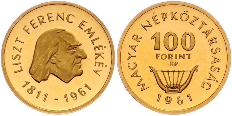 Ungarn
 100 Forint 1961 7,66g. KM 563 stgl.