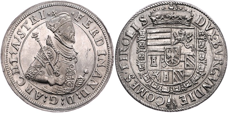 Erzherzog Ferdinand 1564 - 1595
 Taler o. J. Hall. 28,62g. HMB V. Walze Av. 9 /...