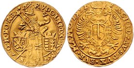 Rudolph II. 1576 - 1612
 Dukat 1592 Prag. 3,47g, Av. leicht bearbeitet. MzA. Seite f.vz