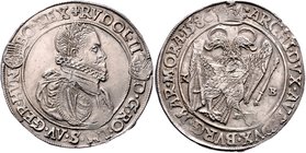 Rudolph II. 1576 - 1612
 Taler 1586 KB Kremnitz. 28,00g, Schürfkratzer im Revers. MzA. Seite 72 ss/vz