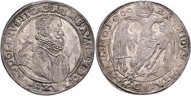 Rudolph II. 1576 - 1612
 Taler 1600 Budweis. ???, min. Schrötlingsfehler im Avers. Hal. 428 stgl.