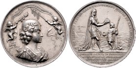 Leopold I. 1657 - 1705
 Ag - Medaille 1687 auf die ungarische Krönung mit Randschrift: ICH WILL DIS LAND ZU EIGEN GEBEN DEN SAMEN IOSEPHS NACH IHN EW...