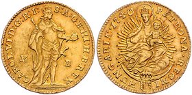 Karl VI. 1711 - 1740
 Dukat 1740 Kremnitz. 3,49g. Her. 167 ss+