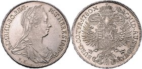 Maria Theresia 1740 - 1780
 Taler 1780 SF Günzburg. 27,92g. Hafner 28a f.stgl.