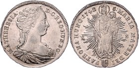 Maria Theresia 1740 - 1780
 1/2 Taler 1742 KB Kremnitz. 14,31g, gereinigt. Her. 710, Eyp. 244 ss/vz