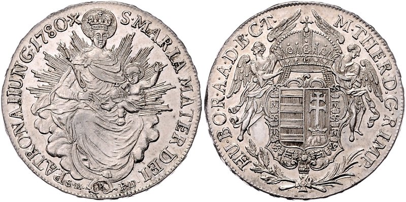 Maria Theresia 1740 - 1780
 1/2 Madonnentaler 1780 B / SK - PD Kremnitz. 13,97g...