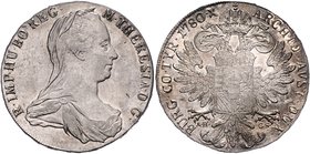 Maria Theresia 1740 - 1780
 Taler 1780 Karlsburg. 27,93g. Hafner 1b vz