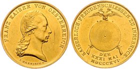 Franz I. 1806 - 1835
 3 Dukaten 1816 auf das Kaiserliche Freudenschießen. Büste des Kaisers {\i Franz I.} Doppeladler über Schützenscheibe, Stempel v...