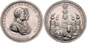 Franz I. 1806 - 1835
 Ag - Medaille 1833 auf den Besuch des Kaiserpaares in Prag bzw. Böhmen (von Lerchenau). Brustbilder des Kaisers und seiner Gema...