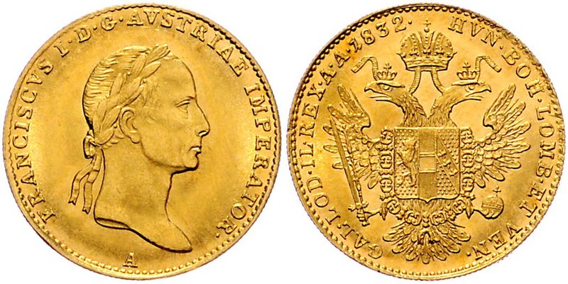 Franz I. 1806 - 1835
 Dukat 1832 A Wien. 3,47g. Fr. 108 vz/stgl
