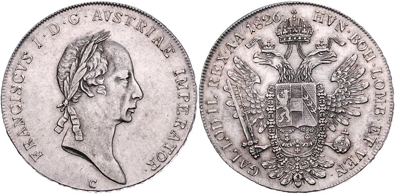 Franz I. 1806 - 1835
 Taler 1826 C Prag. 28,10g. Fr. 188 f.stgl.
