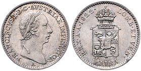 Franz I. 1806 - 1835
 1/4 Lira 1822 A Wien. 1,64g. Fr. 661 stgl