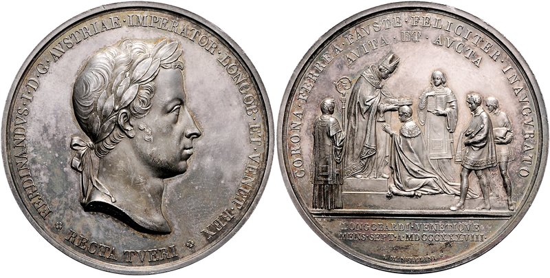Ferdinand I. 1835 - 1848
 Ag - Medaille 1838 auf die Krönung zum König der Lomb...