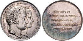 Ferdinand I. 1835 - 1848
 Ag - Medaille 1835 auf die Ankunft des Kaiserpaares in Prag, Stempel von Joseph von Lerchenau. Köpfe des Kaisers und seiner...