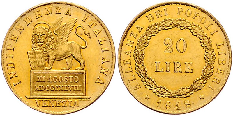 Ferdinand I. 1835 - 1848
 20 Lire 1848 V Venedig. 6,48g. Fr. 1081 vz