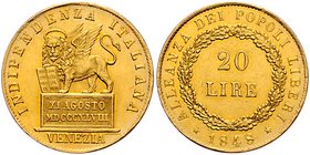 Ferdinand I. 1835 - 1848
 20 Lire 1848 V Venedig. 6,48g. Fr. 1081 vz
