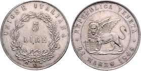 Ferdinand I. 1835 - 1848
 5 Lire 1848 V Venedig. 25,09g. Fr. 1083 f.stgl