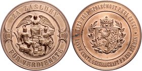 Franz Joseph I. 1848 - 1916
 Cu - Medaille o. J. auf die Landwirtschafts - Central Gesellschaft F. D. KGR. Böhmen, Verdienstmedaille, Dm 53 mm. 57,80...