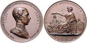 Franz Joseph I. 1848 - 1916
 Cu - Medaille 1852 auf die Anwesenheit des Kaisers in Prag 1852, gewidmet vom Prager Scharfschützenkorps, Stempelschneid...
