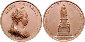 Franz Joseph I. 1848 - 1916
 Br - Medaille 1862 auf die Jahrhundertfeier der Militär- Akademie und auf das Denkmal Enthüllung vor der Militärakademie...