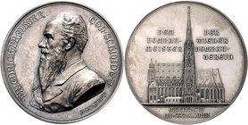 Franz Joseph I. 1848 - 1916
 Silbermedaille 1888 von A. Scharff, auf das 25jährige Jubiläum des Dombaumeisters Friedrich Freiherr von Schmidt, Archit...