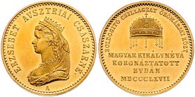 Franz Joseph I. 1848 - 1916 Krönungsmünzen
 Dukat 1867 A auf die Krönung der Kaiserin zur ungarische Königin am 8.6.1867 in Budapest, Dm 21 mm. 3,50g...