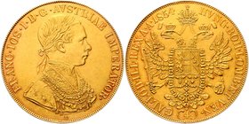 Franz Joseph I. 1848 - 1916
 4 Dukat 1854 A Wien. 13,86g, sauber gestopfte Löcher. Fr. 1099 ss/vz