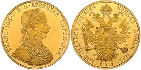 Franz Joseph I. 1848 - 1916
 4 Dukaten 1869 A Wien. 14,00g. Fr. 1117 f.stgl