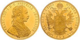 Franz Joseph I. 1848 - 1916
 4 Dukaten 1903 Wien. 14,00g. Fr. 1152 vz/stgl