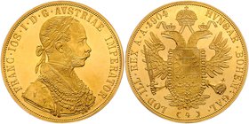 Franz Joseph I. 1848 - 1916
 4 Dukaten 1904 Wien. 14,00g. Fr. 1153 EA/stgl