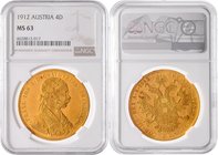 Franz Joseph I. 1848 - 1916
 4 Dukat 1912 Wien. 13,96g. Fr. 1161 MS63