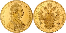 Franz Joseph I. 1848 - 1916
 4 Dukat 1914 Wien. 13,96g. Fr. 1163 vz/stgl., min. Kratzer im Avers