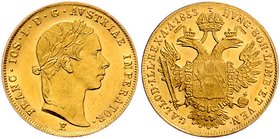 Franz Joseph I. 1848 - 1916
 Dukat 1853 E Karlsburg. 3,49g. Fr. 1168 vz/stgl