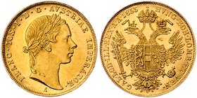 Franz Joseph I. 1848 - 1916
 Dukat 1855 A Wien. 3,49g. Fr. 1173 vz/stgl.