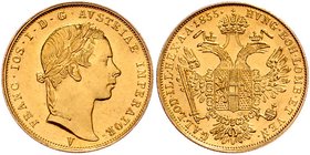 Franz Joseph I. 1848 - 1916
 Dukat 1855 V Venedig. 3,49g. Fr. 1177 f.stgl.