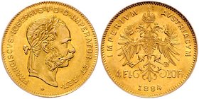 Franz Joseph I. 1848 - 1916
 Dukat 1857 E Karlsburg. 3,50g. Fr. 1181 vz/stgl