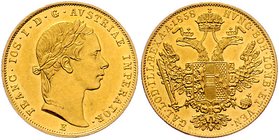 Franz Joseph I. 1848 - 1916
 Dukat 1858 E Karlsburg. 3,50g. Fr. 1188 vz