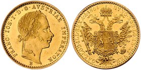 Franz Joseph I. 1848 - 1916
 Dukat 1861 B Kremnitz. 3,49g. Fr. 1200 vz/stgl