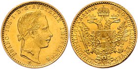 Franz Joseph I. 1848 - 1916
 Dukat 1861 E Karlsburg. 3,46g. Fr. 1201 vz