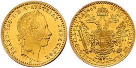 Franz Joseph I. 1848 - 1916
 Dukat 1864 E Karlsburg. 3,50g. Fr. 1213 vz/stgl