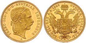 Franz Joseph I. 1848 - 1916
 Dukat 1868 A Wien. 3,48g. Fr. 1226 vz/stgl