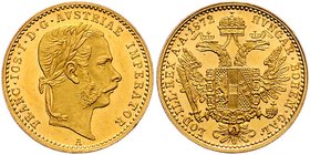Franz Joseph I. 1848 - 1916
 Dukat 1872 A Wien. 3,49g. Fr. 1230 vz/stgl