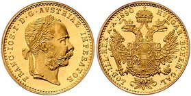 Franz Joseph I. 1848 - 1916
 Dukat 1890 Wien. 3,49g. Fr. 1249 stgl./EA
