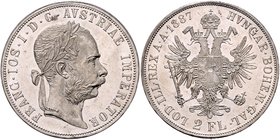 Franz Joseph I. 1848 - 1916
 2 Gulden 1887 Wien. 24,63g. Fr. 1386 vz/stgl